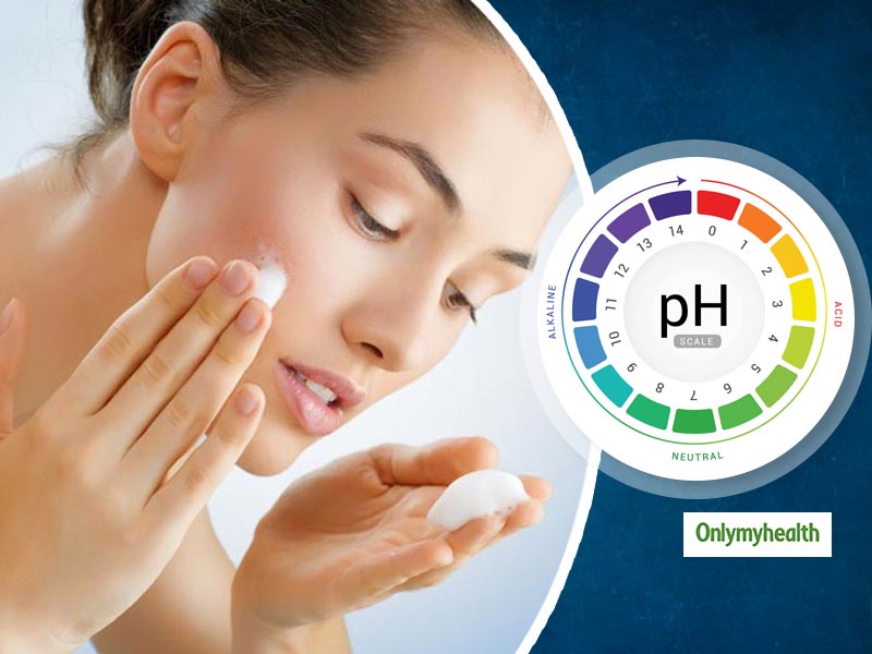 "Close-up of a woman applying foam cleanser on her face with a pH scale graphic, highlighting how drinking On Take Water helps maintain the skin's natural pH balance and supports a healthy complexion."